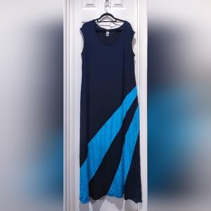 1X Catherine's Navy and Blue Sleeveless Maxi Dress